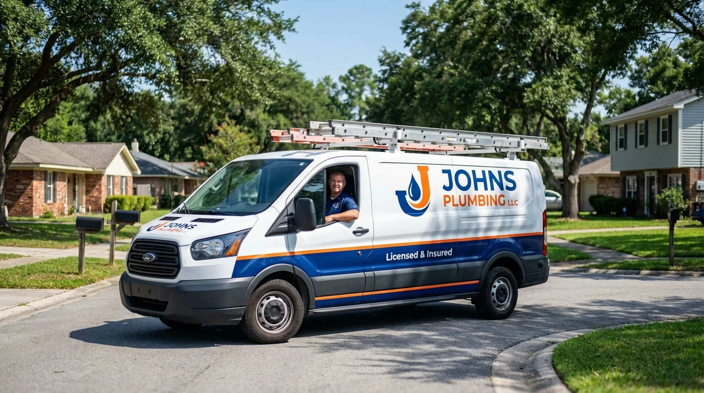 Johns Plumbing LLC service van in Paris, MO