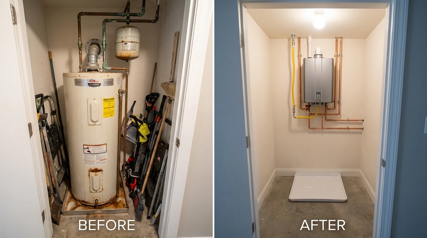 Tank water heater versus wall-mounted tankless unit comparison for Paris, MO homeowners